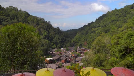 Beautiful-panoramic-viewpoint-high-above-Mae-Kampong-village-near-Chiang-Mai,-Thailand