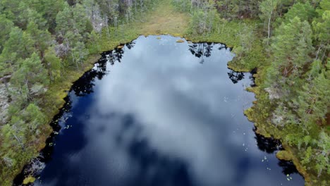 Luftaufnahmen-Eines-Kleinen-Sees-Tief-In-Den-Schwedischen-Dalslands