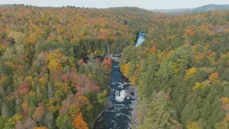Aerial-over-Tobey-Falls-along-Big-Wilson-Stream-in-autumn