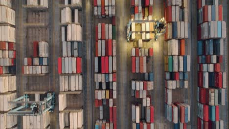 Overhead-Drone-Footage-Of-Colorful-Shipping-Containers-In-Algeciras-Port,-Spain