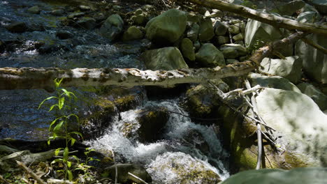 Stationäre-Aufnahme-Eines-Kleinen-Wasserfalls,-Der-In-Einen-Kleinen-Bach-In-Santa-Paula-Punch-Bowls,-Südkalifornien,-Fließt