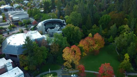 US,-Oregon,-Ashland---Drone-shot-orbiting-the-Oregon-Shakespeare-Festival's-outdoor-Elizabethan-Theater