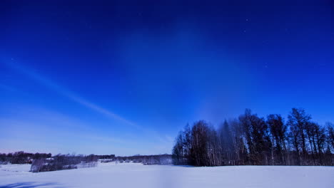 Ethereal-Timelapse-Of-Twilight-Blue-Skies-Over-Trees-With-Cloud-Streaks