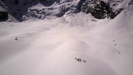 Pigne-d'Arolla,-high-view-with-the-drone-of-the-snow-plain,-Switzerland