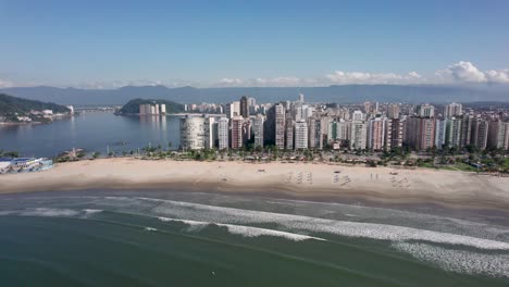 View-of-the-millionaire's-beach,-Sao-Vincente-Brazil