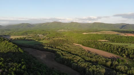 Aerial-footage-in-the-foothills-of-the-Blue-Ridge-Mountains-in-summer