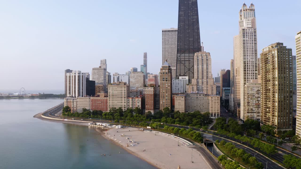 Premium stock video - Oak street beach in downtown chicago on beautiful ...