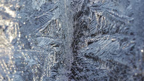 Macro-Shot-Of-Snowflakes-Frozen-On-A-Glass-Surface