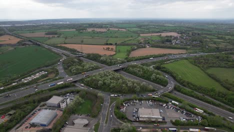 M25-motorway-and-A1-junction-drone-aerial-view