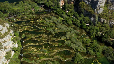Aerial-View-Of-Roski-Slap-With-Green-Vegetation-At-Krka-National-Park-In-Croatia