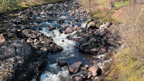 Static-Shot-of-A-Small-Flowing-River,-Scotland