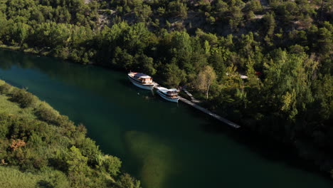 Boat-For-Sightseeing-Tour-Dock-In-The-Terminal-At-Krka-National-Park-In-Croatia