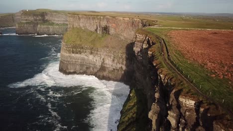 Drone-view-of-the-very-high-Cliffs-of-Moher,-Ireland