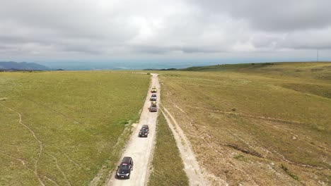 4x4-off-road-vehicles-on-rough-terrain-trail-in-Serra-da-Canastra-National-Park-in-land-event,-Minas-Gerais,-Brazil
