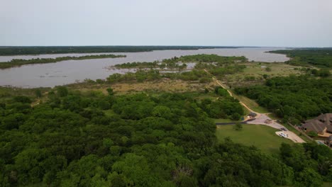 Aerial-footage-of-northwest-Grapevine-Lake-where-Marshall-Creek-flows-into-the-lake
