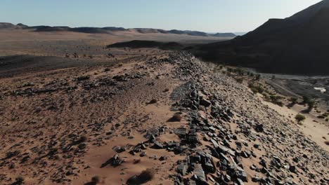 Drone-view-of-arid-Moroccan-desert,-aerial
