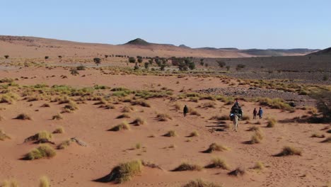 Dromedar-Oder-Kamelkarawane-In-Der-Marokkanischen-Wüste