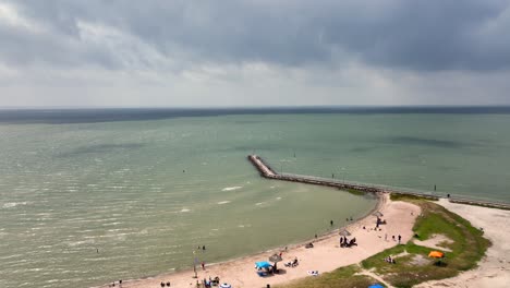 Aerial-view-of-the-Gulf-of-Mexico-near-Rockport,-Texas