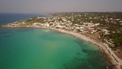 Panoramic-drone-shot-of-mediterranean-sea-shore