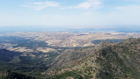 Aerial-View-from-Mount-Diablo-of-north-peak,-Mount-Zion,-and-main-peak