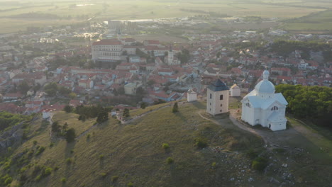 Saint-Sebastian-chapel-on-SvatÃ½-KopeÄek-above-Mikulov,-drone-shot