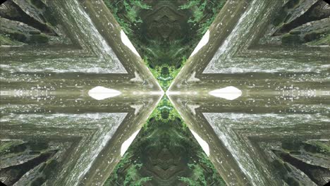 Grünes-Kaleidoskop-Mit-Waldbildern-Aus-Wissahickon-Creek,-Philadelphia,-Nr.-19