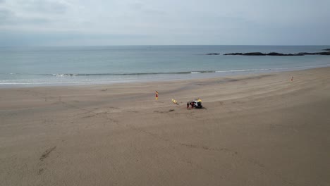 Lifeguard-on-Devon-beach-drone-aerial-view