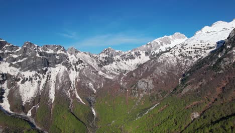 Paraíso-Alpino-Con-Montañas-Cubiertas-De-Nieve-Y-Sus-Exuberantes-Laderas-Verdes-En-Albania