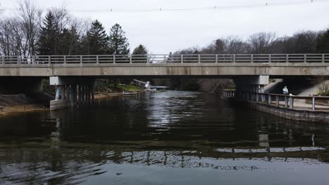 Close-up-angle-of-an-old-cast-bridge-in-Muskegon