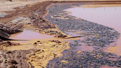 Rohöl-Und-Abfall-In-Der-Nähe-Von-Ölstandorten-Vermischt-Mit-Wasser-Und-Sand