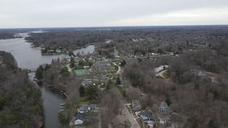 Mona-lake-to-lake-Michigan-stream-as-seen-from-the-air-in-early-spring