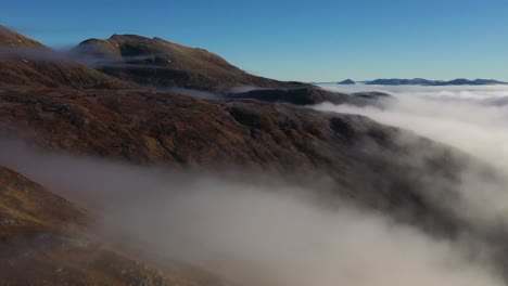 Cloud-inversion,-Scottish-Highlands,-aerial