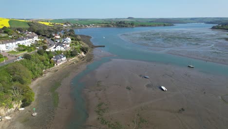 Kingsbridge-estuary-tide-out-Devon-UK-drone-aerial-view