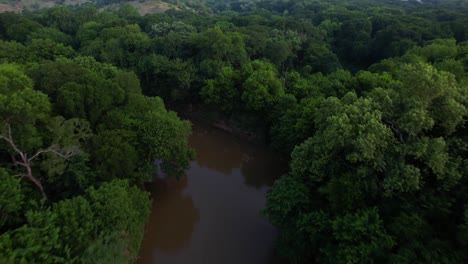 Aerial-video-of-Denton-Creek-in-near-highway-377-in-Texas