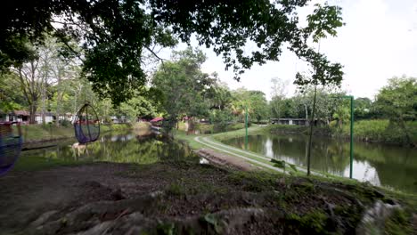 Tranquil-View-Of-Ponds-In-A-Park---pullback