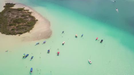 Drone-View-of-Exotic-Tourist-Destination,-Lagoon-Bay-in-Mexico,-Central-America