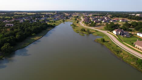 Aerial-view-of-Town-Lake-by-Toll-Brothers-in-Flowermound-Texas