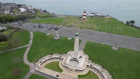 Plymouth-Naval-Memorial-Devon-Reino-Unido-Drone-Vista-Aérea