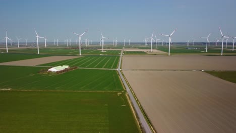 Beautiful-aerial-of-huge-wind-farm-at-German-coutryside