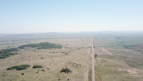 Aerial-view-of-the-road-and-horizon-in-desolate-area