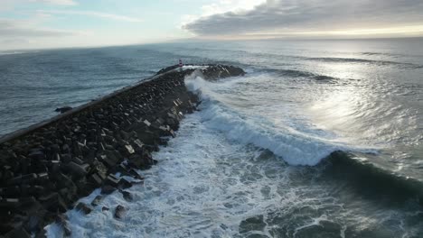 Waves-Crashing-Against-Rocks-Aerial-View