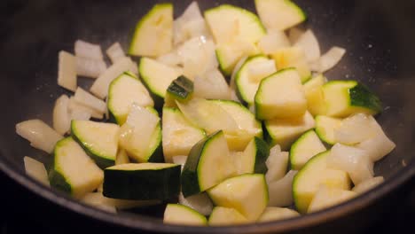 Sauteing-Chopped-Zucchini-And-Onions-In-A-Steaming-Pan
