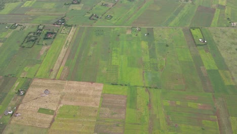 Aerial-panorama-of-African-countryside-and-green-farmland-in-Loitokitok,-Kenya