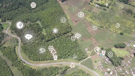 Futuristic-aerial-drone-view-of-the-forest-coverage