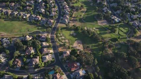 Aerial-View-of-large-residential-neighborhood-and-golf-course