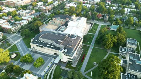 High-level-View-of-Virginia-Museum-of-Fine-Arts---Richmond,-Virginia-|-Aerial-Flyover-View-|-Summer-2021