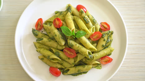 penne-pasta-with-pesto-sauce-and-tomatoes---vegan-and-vegetarian-food-style