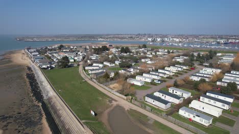 Mobile-home-site-Point-Clear-Clacton-Essex-aerial-drone-view