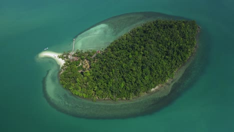Aerial-drone-shot-of-private-tropical-island-in-Thailand