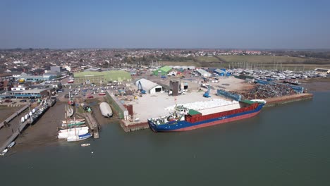 Ship-loading-at-Brightlingsea-Essex-UK-drone-aerial-footage